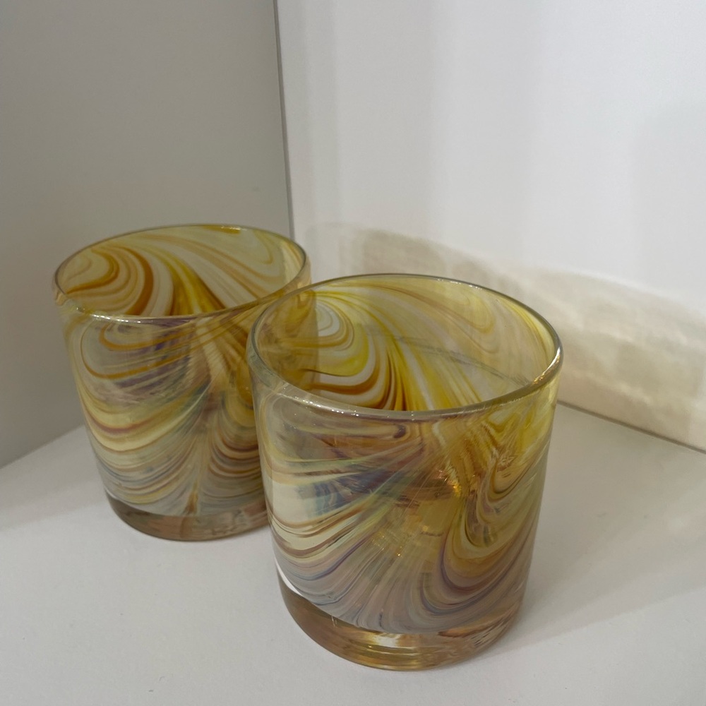 Oak Grain whiskey Glass Set Yellow and Brown